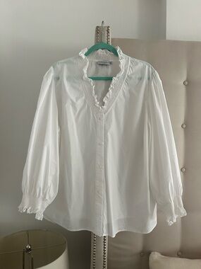 New Harshman LA white ruffle top